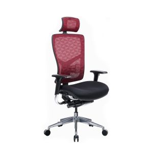 Ергономичен стол RFG TECH@PRO, Multi-function механизъм, до 250 kg, черна седалка, червена облегалка