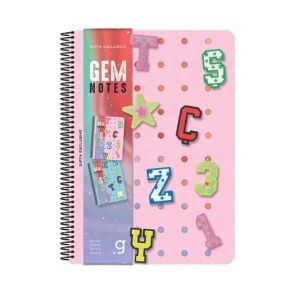 Gipta Тетрадка Gem Notes, A4, бяла хартия, широки редове, PP корица, със спирала, 80 листа