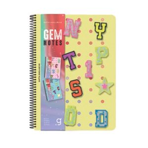 Gipta Тетрадка Gem Notes, A4, бяла хартия, широки редове, PP корица, със спирала, 80 листа