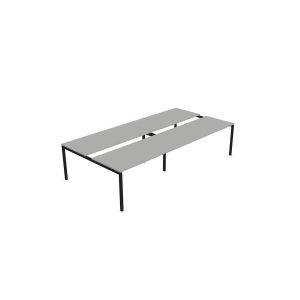 Заседателна маса Narbutas Nova, 3200 x 1640 x 740 mm, правоъгълен плот, ПДЧ 25 mm, перленосив меламин, черен метал, крак тип U