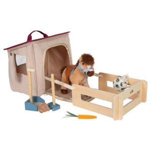 Small Foot Комплект конче с конюшня и аксесоари, в чанта