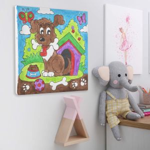 Moxy Комплект рисуване по номера Куче, с 6 бои и 2 четки