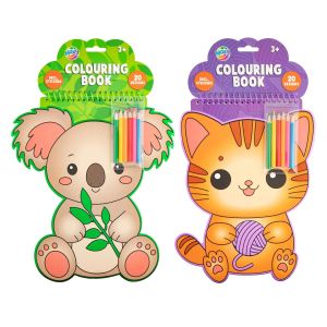 Moxy Книжка за оцветяване, с форма на животно, с 6 молива, асорти, 48 броя