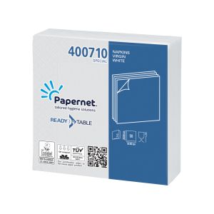 Салфетки Papernet, целулоза, двупластови, бели, 33 x 33 cm, 50 броя