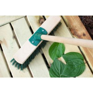 Метла York, индустриална, дървена, с конусовидна резба, 50 cm, зелена