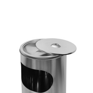 Кош за отпадъци Office 1, с пепелник, 20.5 х 20.5 х 58 cm, инокс, 12 l