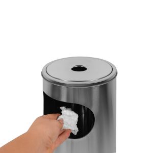 Кош за отпадъци Office 1, с пепелник, 20.5 х 20.5 х 58 cm, инокс, 12 l