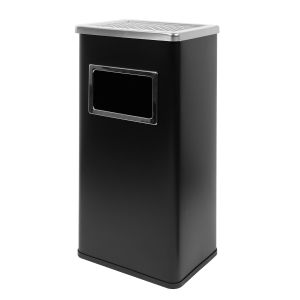 Кош за отпадъци Office 1, с пепелник, 30 х 24 х 60.5 cm, черен мат, 17 l