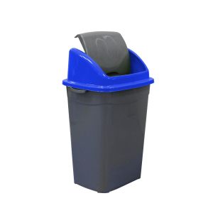 Кош за отпадъци Planet, люлеещ, пластмасов, със син капак, 50 L