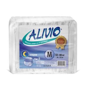 Пелени за възрастни Alivio, нощни, M, от 50 до 80 kg, 10 броя