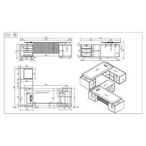 Бюро RFG Parma, 2400 х 1850 х 760 mm, ПДЧ 50 mm, орех и сиво