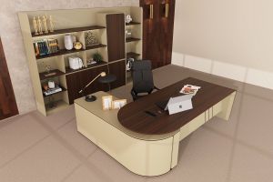 Бюро RFG Savona, с контейнер, 2400 х 1850 х 750 mm, ПДЧ 50 mm, дъб и сиво