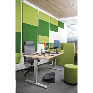 Ергономично eлектрическо бюро RFG, 160 x 80 cm, ПДЧ 25 mm, плот кехлибарен дъб, сиви метални крака