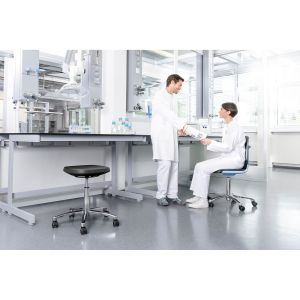 Лабораторен работен стол Bimos Labsit 9125, висок, до 120 kg, черен и бял