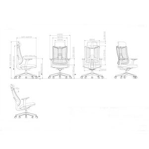 Ергономичен стол RFG Tech@Vision, дамаска и меш, Synchronous механизъм, до 130 kg, черен