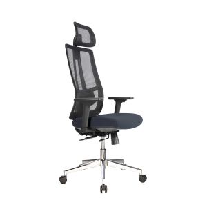 Ергономичен стол RFG Artur HB, дамаска и меш, до 150 kg, тъмносива седалка, черна облегалка