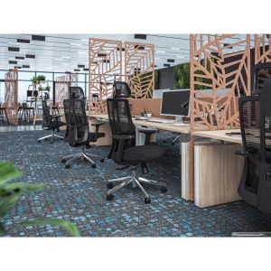 Ергономичен стол RFG Artur HB, дамаска и меш, до 150 kg, тъмносива седалка, черна облегалка