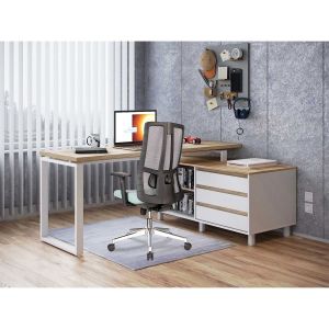 Ергономичен стол RFG Artur HB, дамаска и меш, до 150 kg, тъмносива седалка, черна облегалка