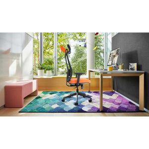 Ергономичен стол RFG Artur HB, дамаска и меш, до 150 kg, черна седалка, черна облегалка