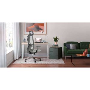 Ергономичен стол RFG Artur HB, дамаска и меш, до 150 kg, черна седалка, черна облегалка