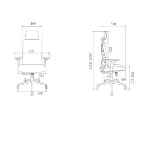 Ергономичен стол RFG Artur HB, дамаска и меш, до 150 kg, черна седалка, черна облегалка