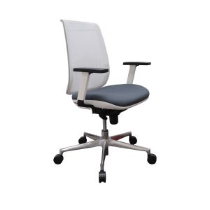 Ергономичен стол MJ Ada White, метална основа, сива седалка, бяла облегалка, сглобена мостра