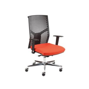 Ергономичен стол MJ Omega Black, Synchronous механизъм, метална основа, червена седалка, черна облегалка, сглобена мостра