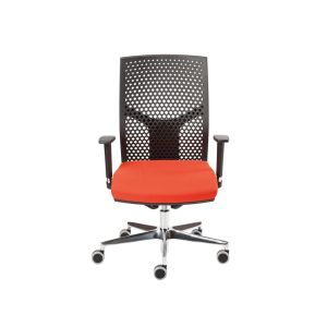 Ергономичен стол MJ Omega Black, Synchronous механизъм, метална основа, червена седалка, черна облегалка, сглобена мостра