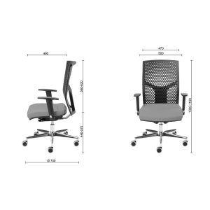 Ергономичен стол MJ Omega Black, Synchronous механизъм, метална основа, червена седалка, черна облегалка, сглобена мостра