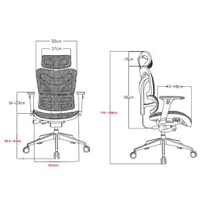 Ергономичен стол RFG TECH@GAMES, Multi-function механизъм, до 250 kg, черна седалка, черна облегалка