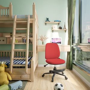 Детски стол RFG Candy Foot Black, дамаска, червена седалка, червена облегалка