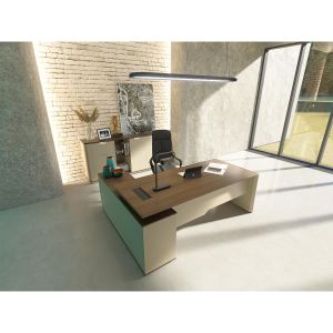 Ергономичен стол RFG STAR HB, дамаска и меш, Synchronous механизъм, до 150 kg, черна седалка, синя облегалка