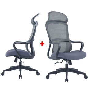 Директорски стол RFG Best HB, дамаска и меш, Tilt механизъм, до 120 kg, сива седалка, сива облегалка, промоция Вземи 2, плати 1