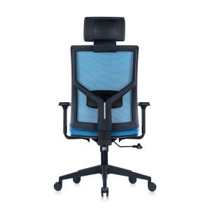 Директорски стол RFG Snow Black HB, дамаска и меш, Multi-function механизъм, до 120 kg, светлосиня седалка, светлосиня облегалка