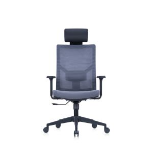 Ергономичен стол RFG Snow Black HB, дамаска и меш, Multi-function механизъм, до 120 kg, светлосива седалка, светлосива облегалка