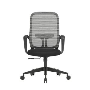 Работен стол RFG Mojito W, дамаска и меш, полиамидна основа, до 120 kg, сивa облегалка, черна седалка