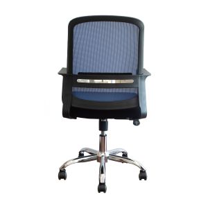 Офис стол RFG Parma Black W, дамаска и меш, до 120 kg, черна седалка, синя облегалка