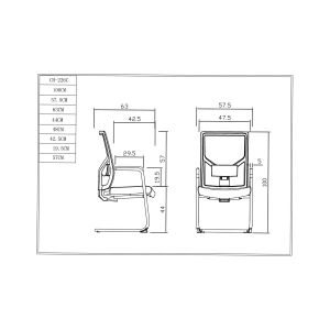 Посетителски стол RFG Snow M, дамаска и меш, до 120 kg, червена седалка, червена облегалка