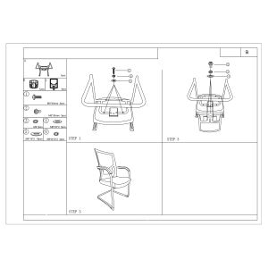 Посетителски стол RFG Snow M, дамаска и меш, до 120 kg, червена седалка, червена облегалка