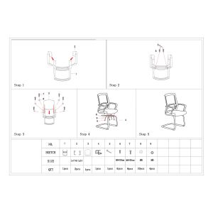 Посетителски стол RFG Smart M, дамаска и меш, до 120 kg, черна седалка, черна облегалка, 2 броя в комплект