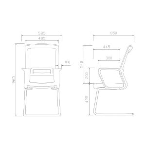 Посетителски стол RFG Smart M, дамаска и меш, до 120 kg, черна седалка, черна облегалка, 2 броя в комплект