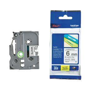 Лента Brother TZe-211, 6 mm x 8 m, черен печат върху бяла лента