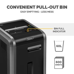 Fellowes Шредер за унищожаване на документи Powershred 225i, 100% Jam Proof, Strip-Cut