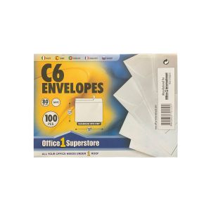 Office 1 Плик, C6, 114 x 162 mm, хартиен, със самозалепваща лента, бял, 100 броя
