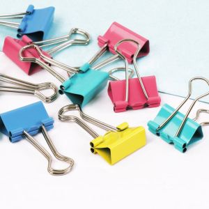 Foska Щипки за пари, 19 mm, цветни, 32 броя в буркан