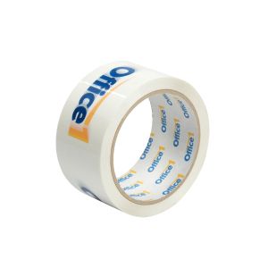 Тиксо, PVC, 48 mm х 50 m, бяло, с два цвята печат