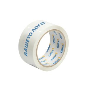 Тиксо, PVC, 48 mm х 50 m, бяло, с един цвят печат