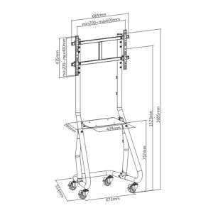 Стойка за дисплей Lumi TTF08-46FW, мобилна, 65''-75''