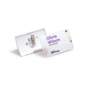 Durable Бадж Click Fold, с игла и щипка, хоризонтален, 40 х 75 mm, 25 броя