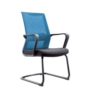 Посетителски стол RFG Smart M, дамаска и меш, до 120 kg, черна седалка, светлосиня облегалка, 2 броя в комплект